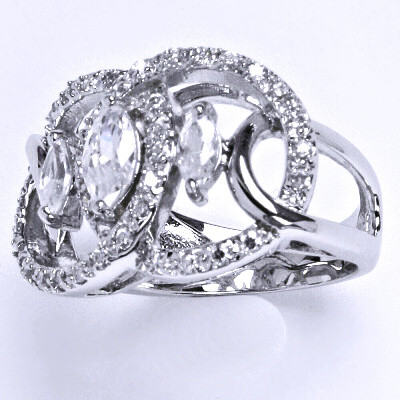 Stříbrný prsten s čirými zirkony,prsten ze stříbra,váha 9,27 g