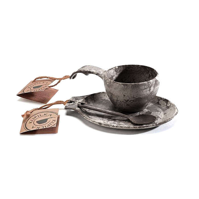 Kupilka dárková sada KUKSA 210 ml + talíř + čajová lžička - Kelo (BLACK) 6430014974112