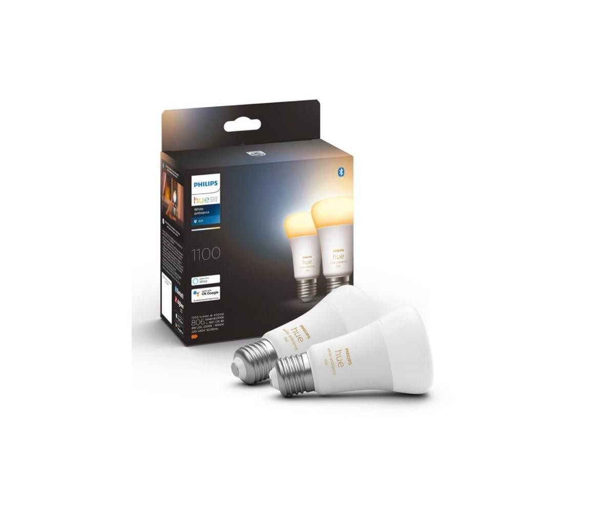 Philips SADA 2xLED Stmívatelná žárovka Philips Hue WHITE AMBIANCE E27/8W/230V 2200-6500K
