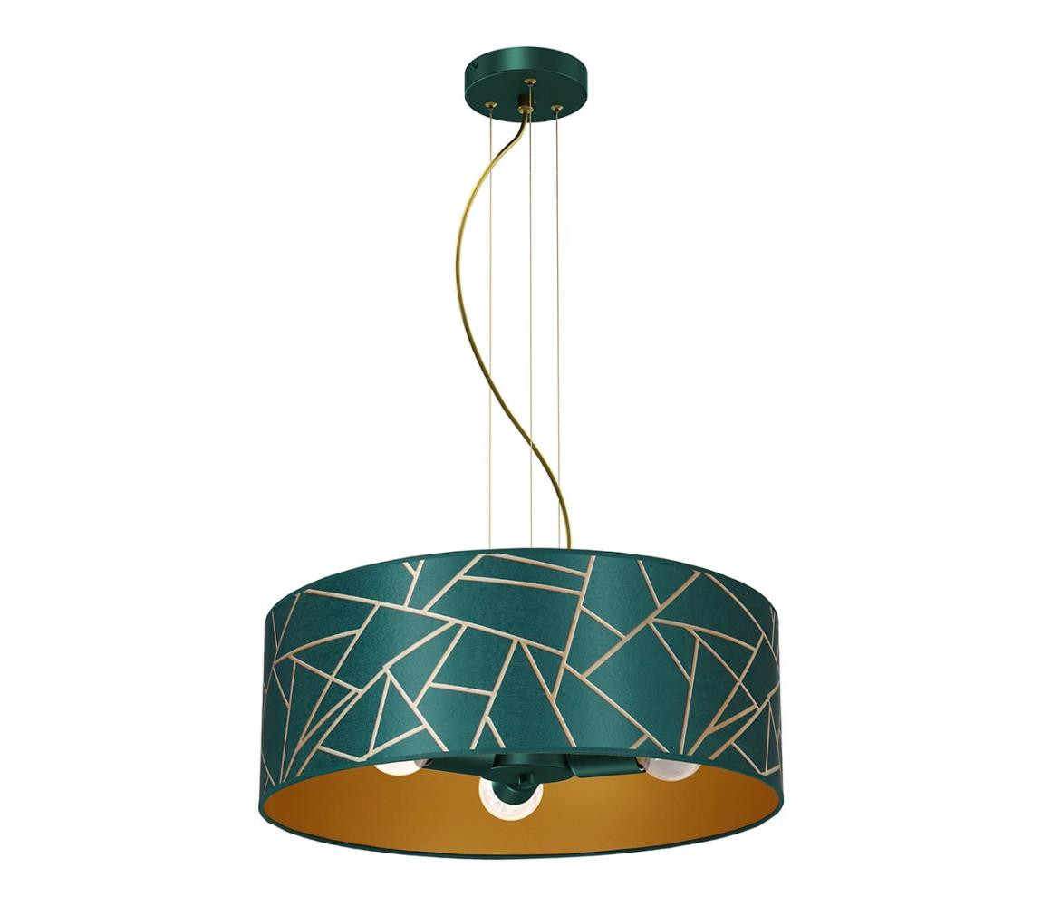 Lustr na lanku ZIGGY 3xE27/60W/230V zelená/zlatá