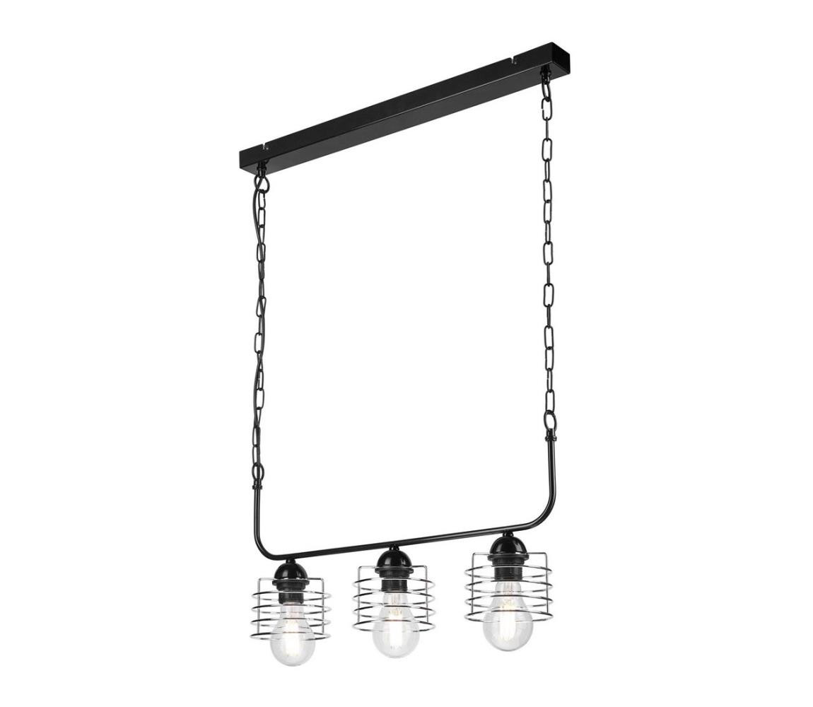 Lustr na řetězu MORGAN 3xE27/60W/230V černá/chrom