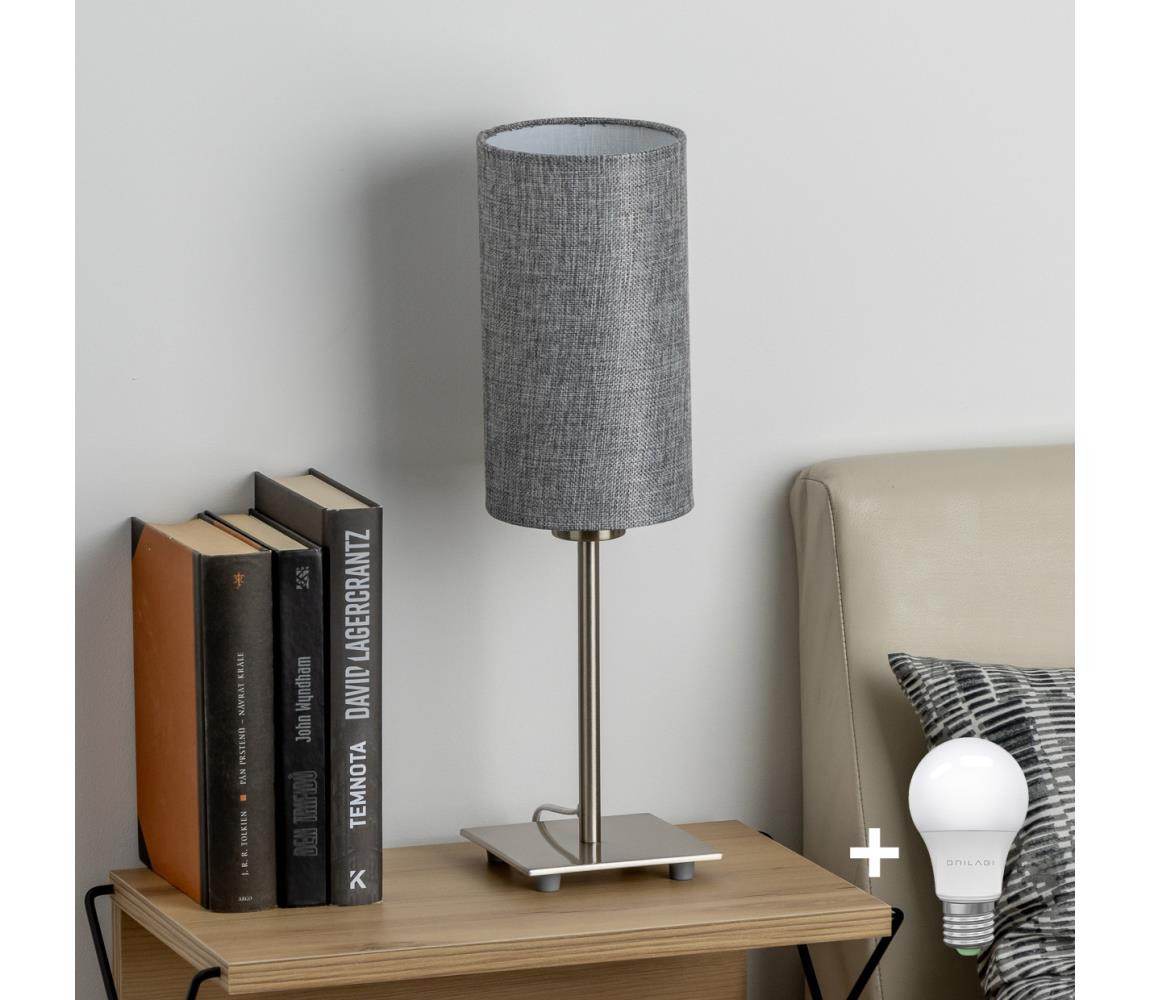 Eglo Eglo - LED  Stolní lampa TUNJA 1xE27/60W/230V 26,5 cm matný chrom/šedá