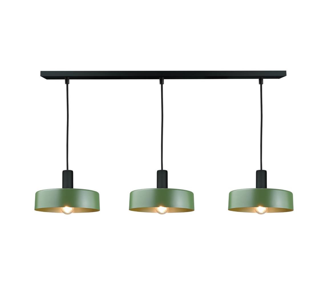 Keter Lighting Lustr na lanku HAKI 3xE27/60W/230V zelená/černá