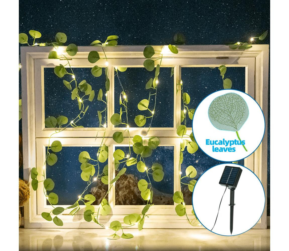 B.V.  - LED Solární řetěz 100xLED/12m IP65 teplá bílá eukalyptus