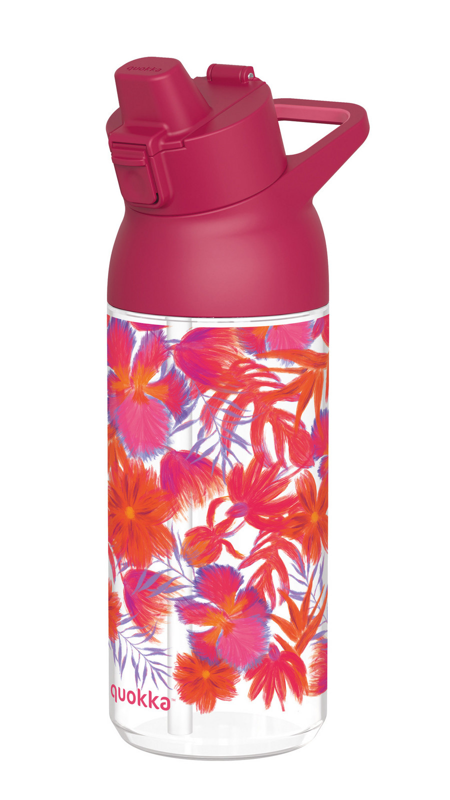 Tritanová sportovní láhev s pítkem Swift, 785ml, Quokka, red tlowers
