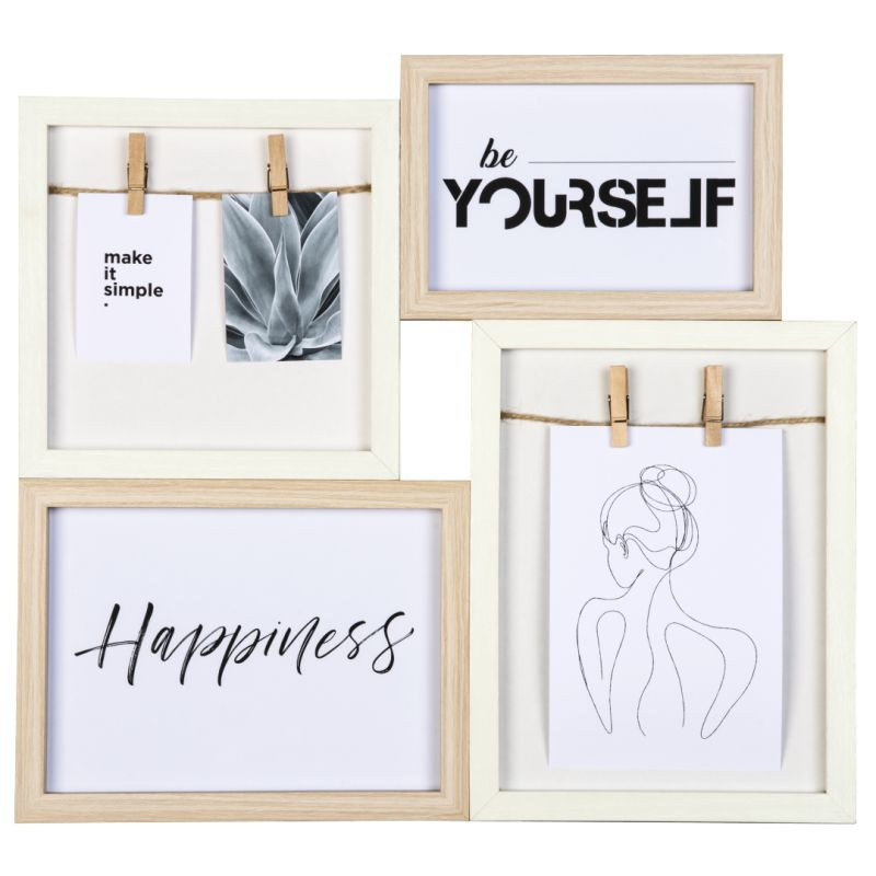 HAMA GALERIE KIRUNA, dřevo bílá a béžová 1x10x15, 1x15x15, 1x13x18, 1x 15x20