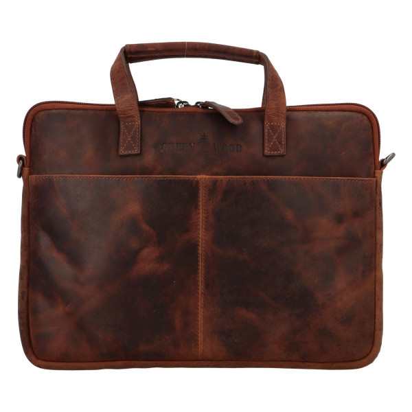 Kožená pracovní taška hnědá - Green Wood Derris hnědá