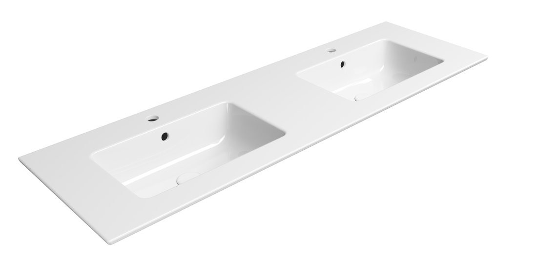 GSI PURA keramické dvojumyvadlo Slim 142x46cm, bílá ExtraGlaze