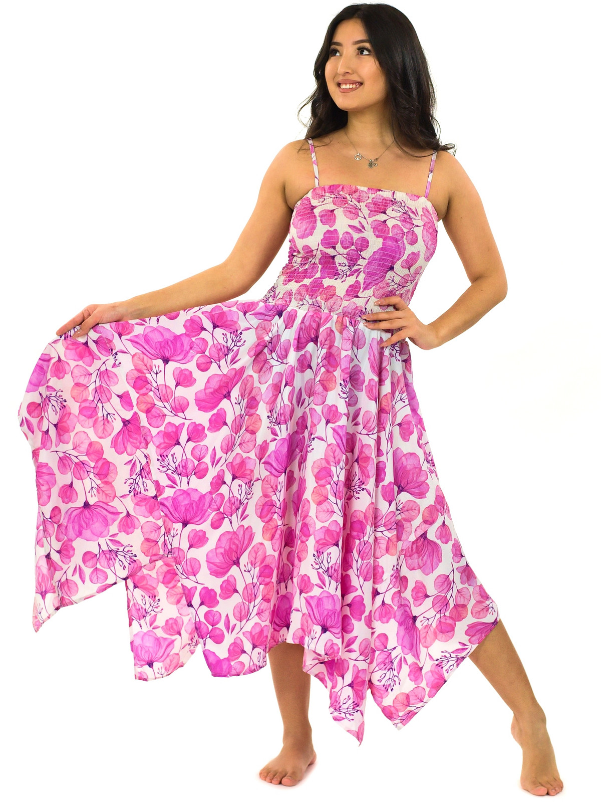 Himalife Šaty-sukně 2v1 Dawa Taina - bílá s růžovou Velikost: L/XL