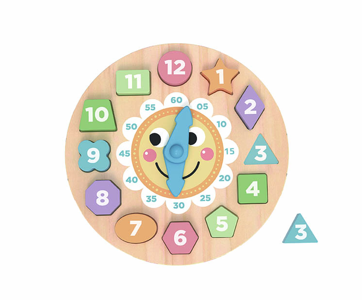 Mamido Mamido Dřevěné edukativní hodiny s puzzle Tvary Montessori