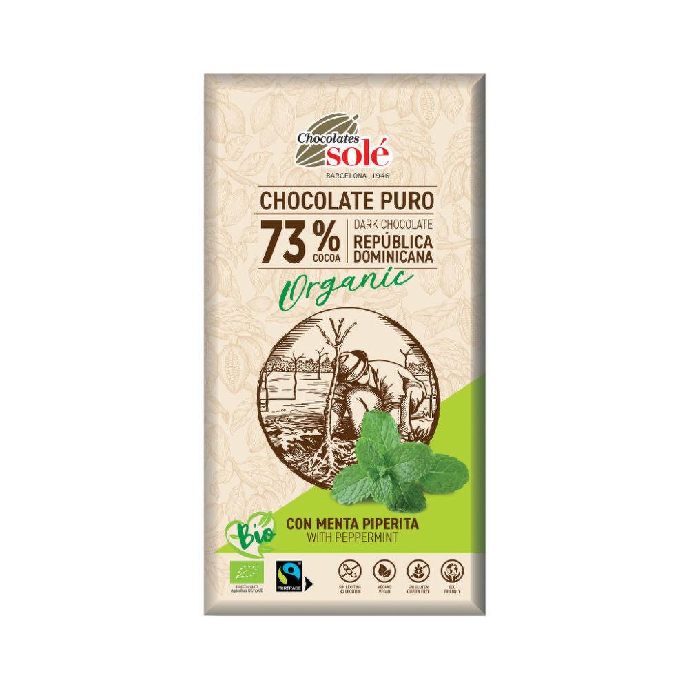 Čokoláda hořká s mátou 100 g BIO   SOLÉ