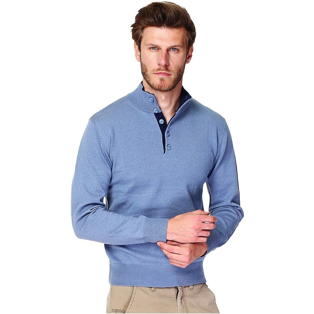 Le Cachemire Français  CF-91_BLEU_GRIS  Modrá