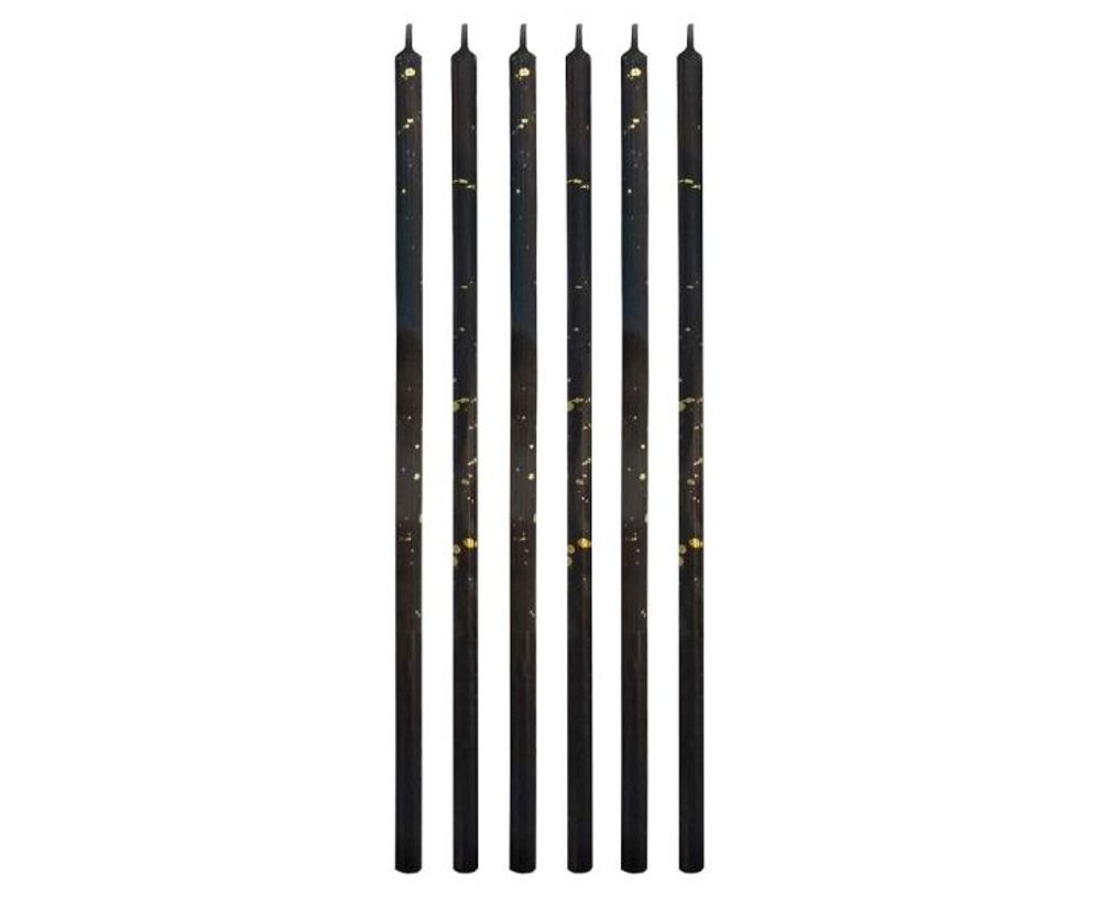 Narozeninové svíčky černé se zlatým zdobením, 16,5 cm, 6 ks - GoDan