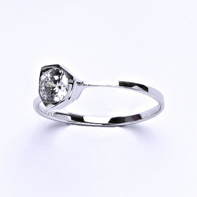 Stříbrný prsten, prsten ze stříbra, syntetický zirkon, váha 1,18 g, vel.53