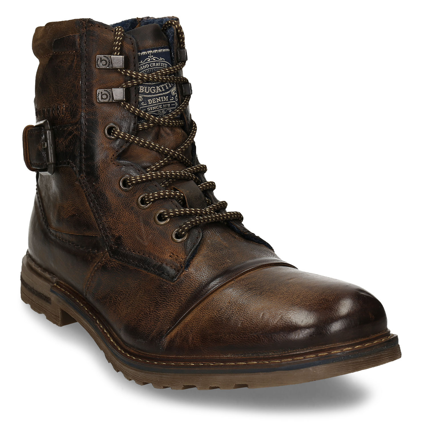 Hnědá pánská kožená kotníková obuv s přezkou