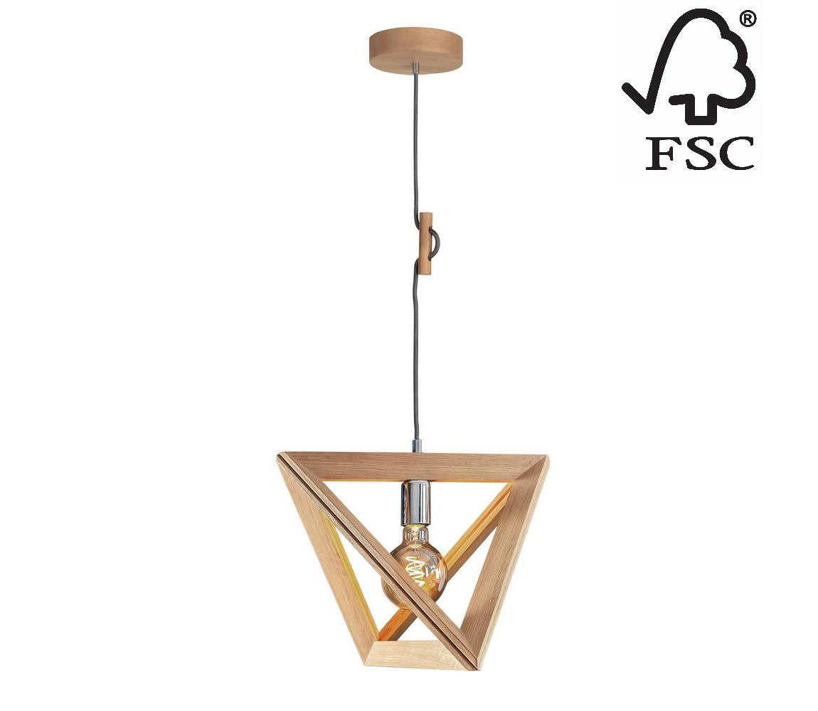 1271174 - Lustr na lanku TRIGONON 1xE27/60W/230V matný dub
