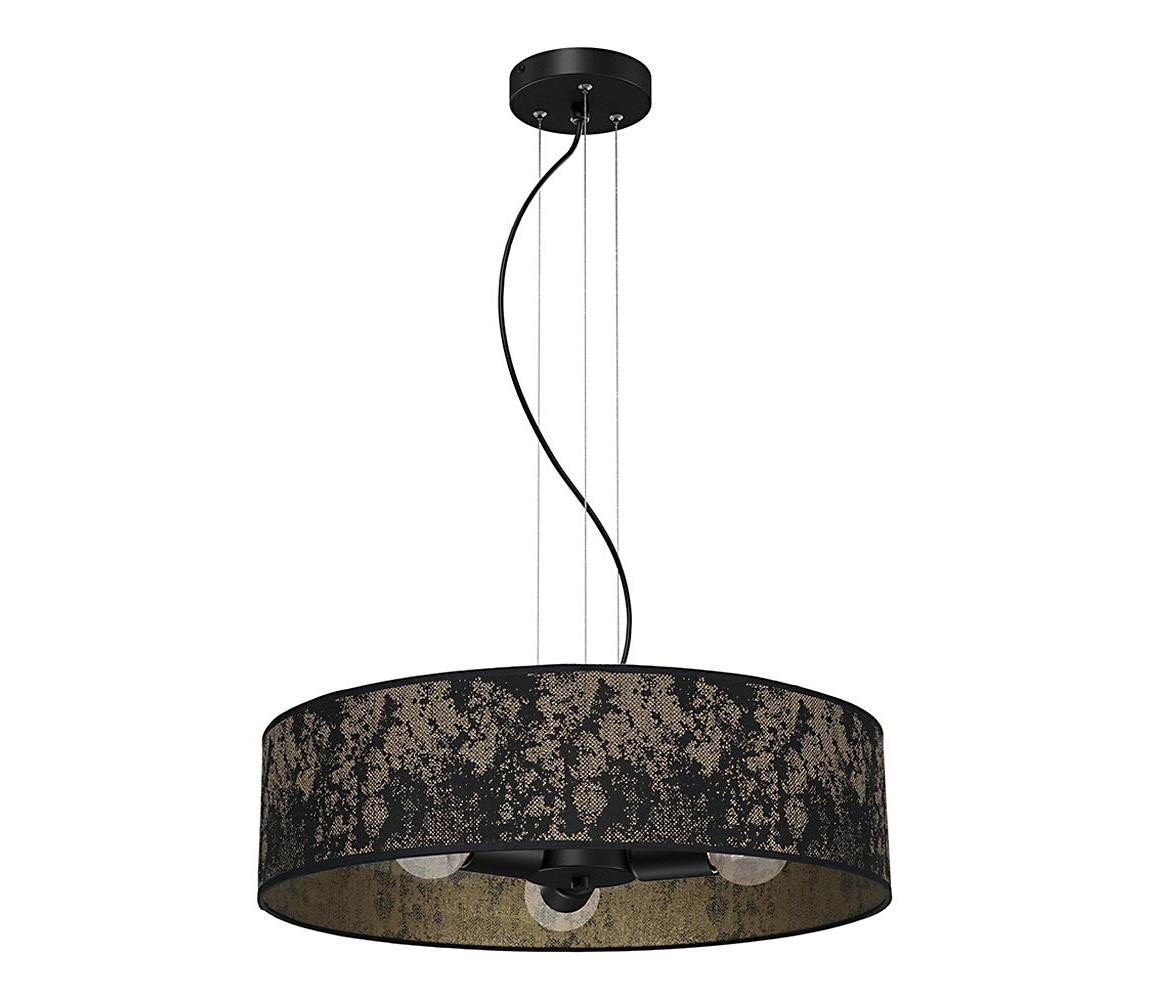 Lustr na lanku SATINO 3xE27/60W/230V černá/zlatá