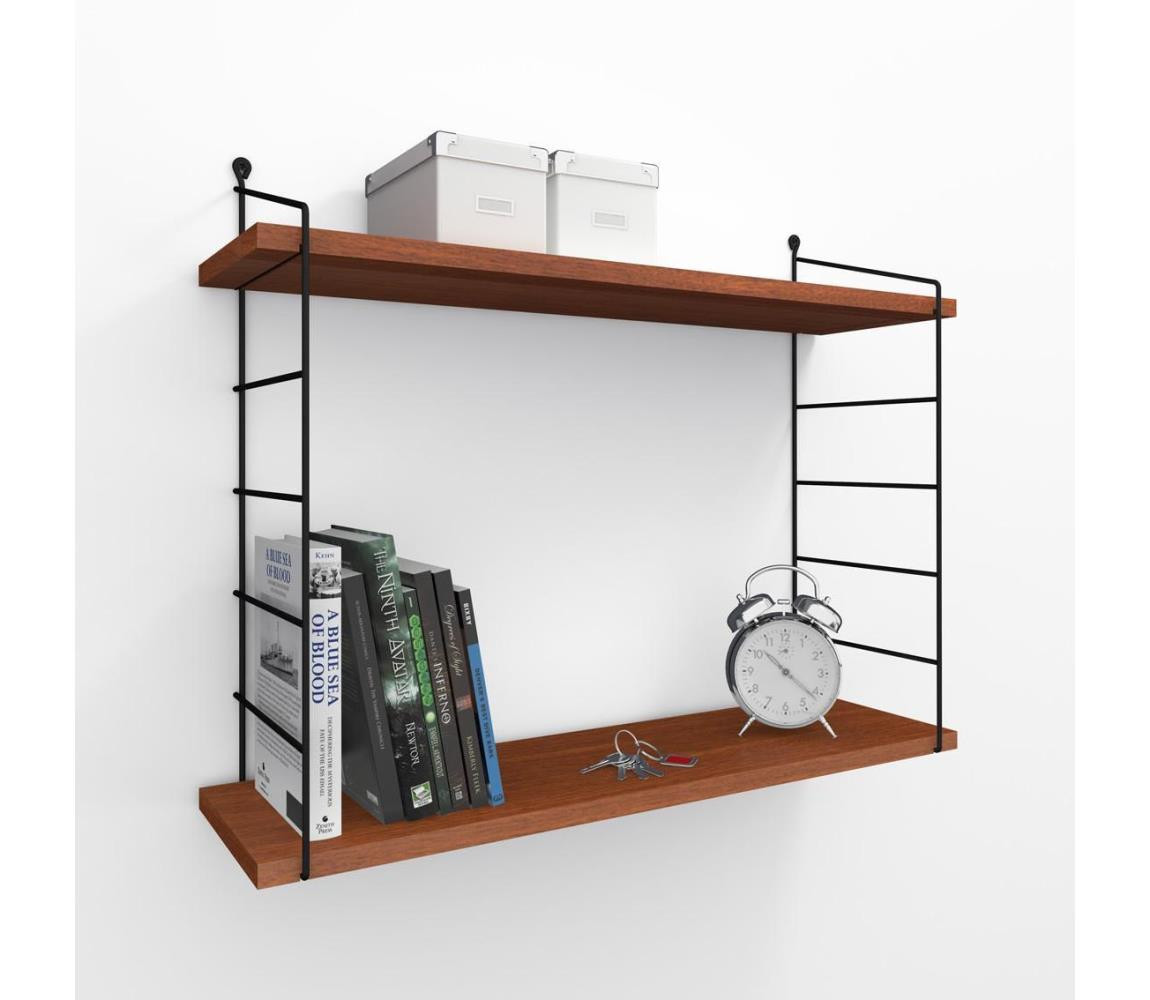 Nástěnná police ARMONI 58x72 cm hnědá/černá