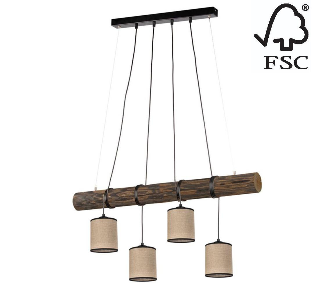 68859456 - Lustr na lanku NEGRO 4xE27/25W/230V borovice