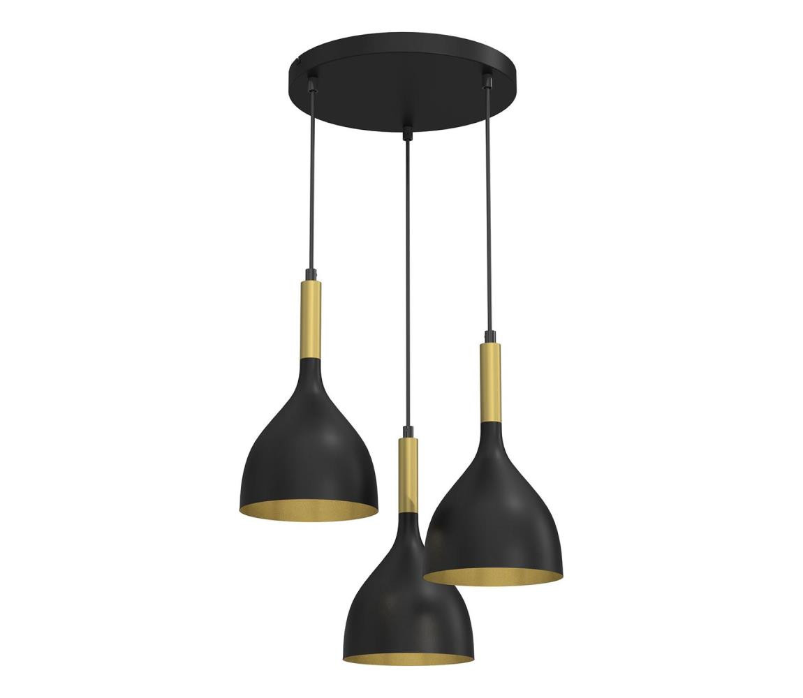 Lustr na lanku NOAK 3xE27/15W/230V černá/zlatá