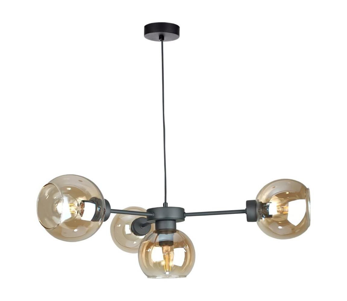 Keter Lighting Lustr na lanku KALIOPE 4xE27/60W/230V černá/kouřová béžová