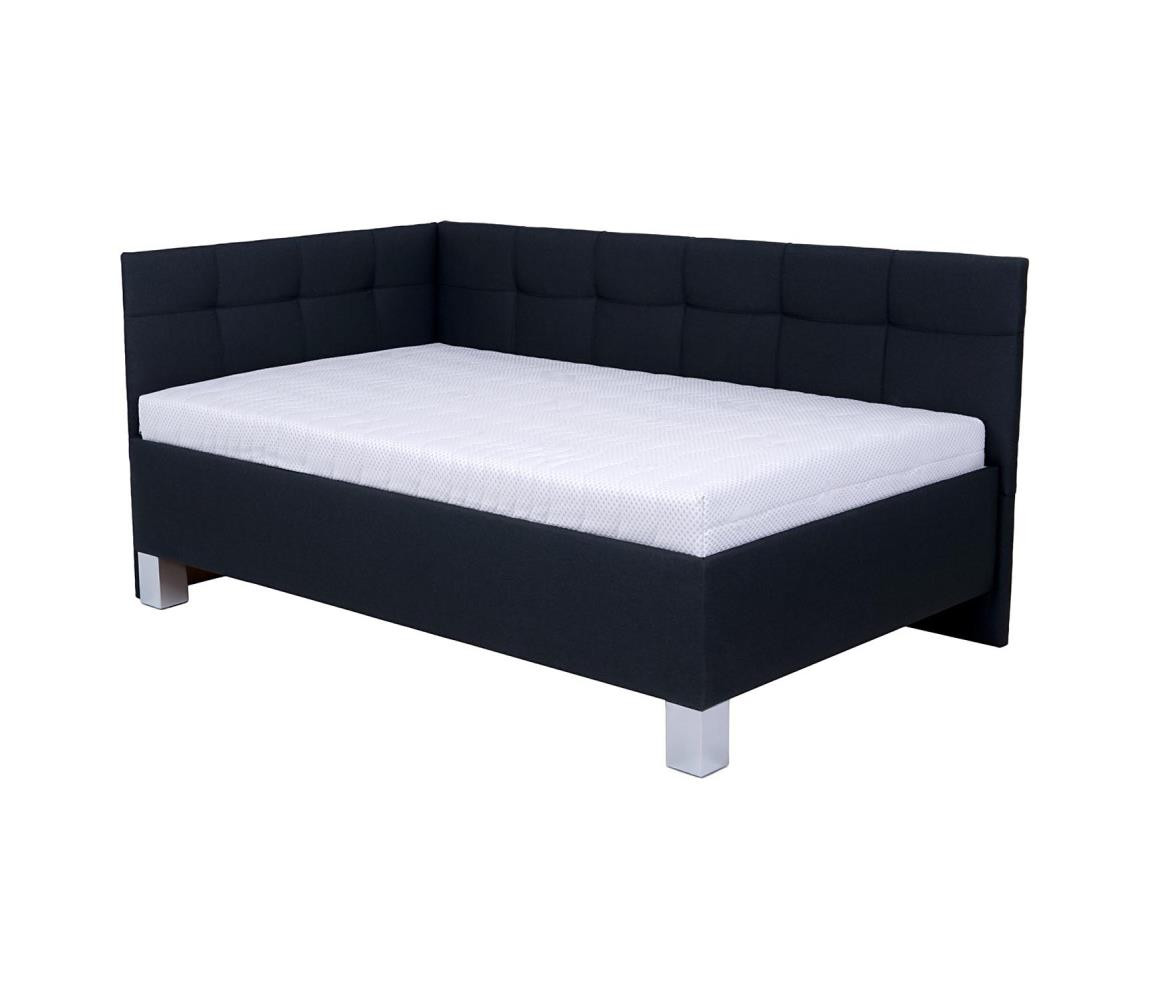 POHODA Čalouněná postel s matrací a úložným prostorem MARIA PETITE 120x200 cm antracit