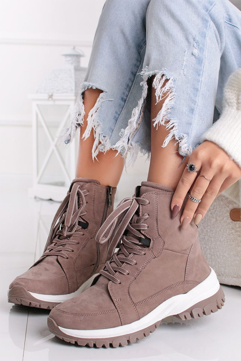 Světle hnědé kožené kotníkové šněrovací boty 9-26259