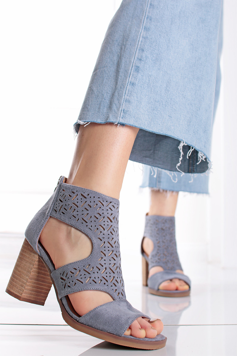 Modré sandály na hrubém podpatku 141392