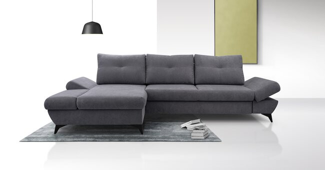 LASKI Tmavě šedá rohová pohovka VENTI - levá 284x85x96-166 tmavě šedá - ASTI 23
