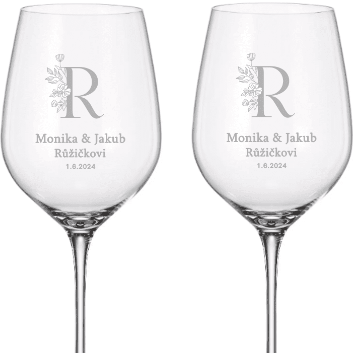 Dekorant svatby Svatební sklenice na bílé víno NOVOMANŽELÉ 480 ml 2KS