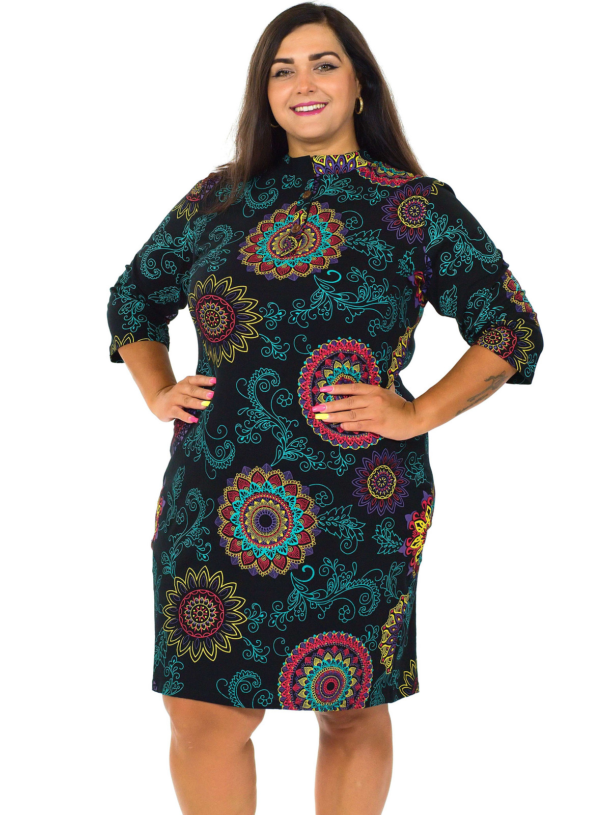 Himalife Košilové šaty Karina - černá s barvami Velikost: L