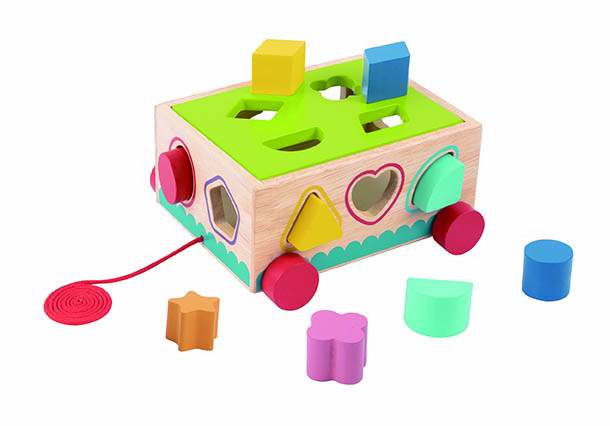 Mamido Mamido Dřevěná vzdělávací vkládačka 15ks – Objevuj barvy a tvary Montessori