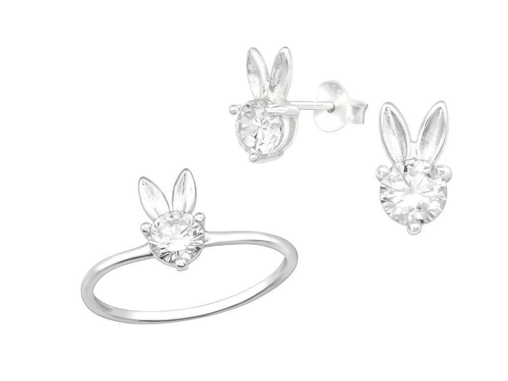 Bangles.cz Set náušnice + prstýnek se symbolem Zajíčka + dárková krabička