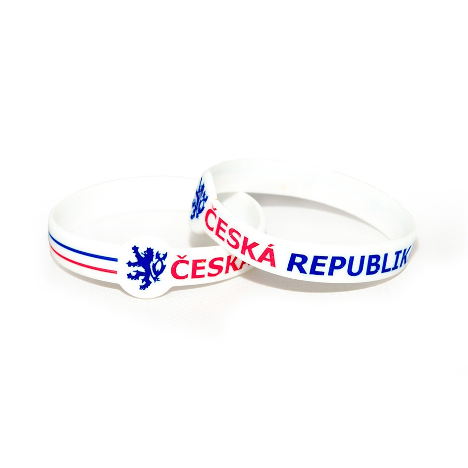 Náramek silikonový Česká republika - bílý