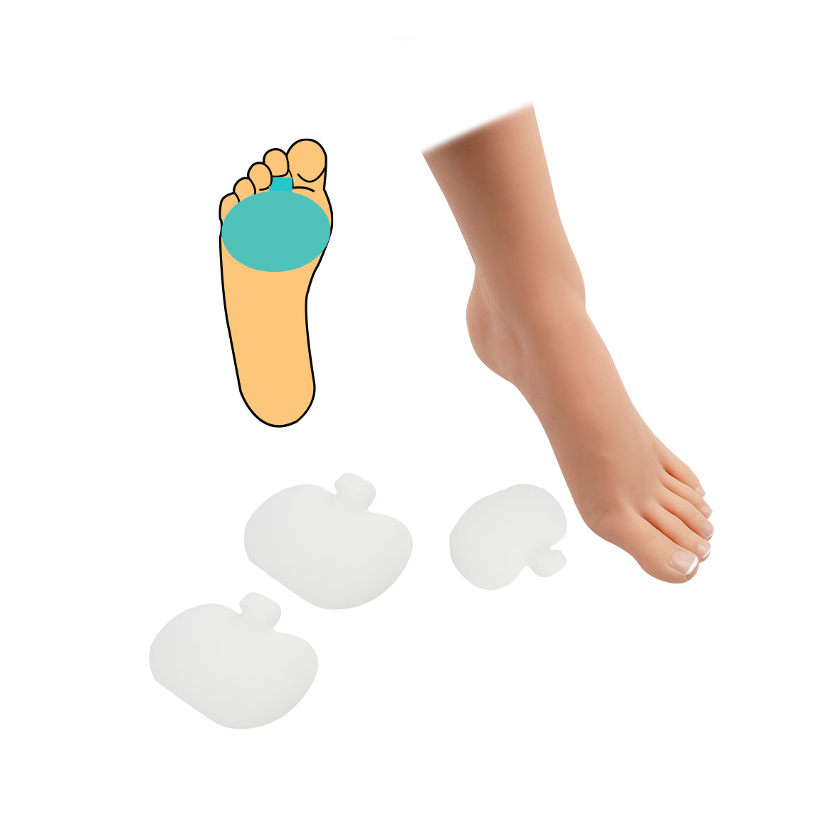 Silikonový metapolštářek s návlekem 1 pár - průhledný