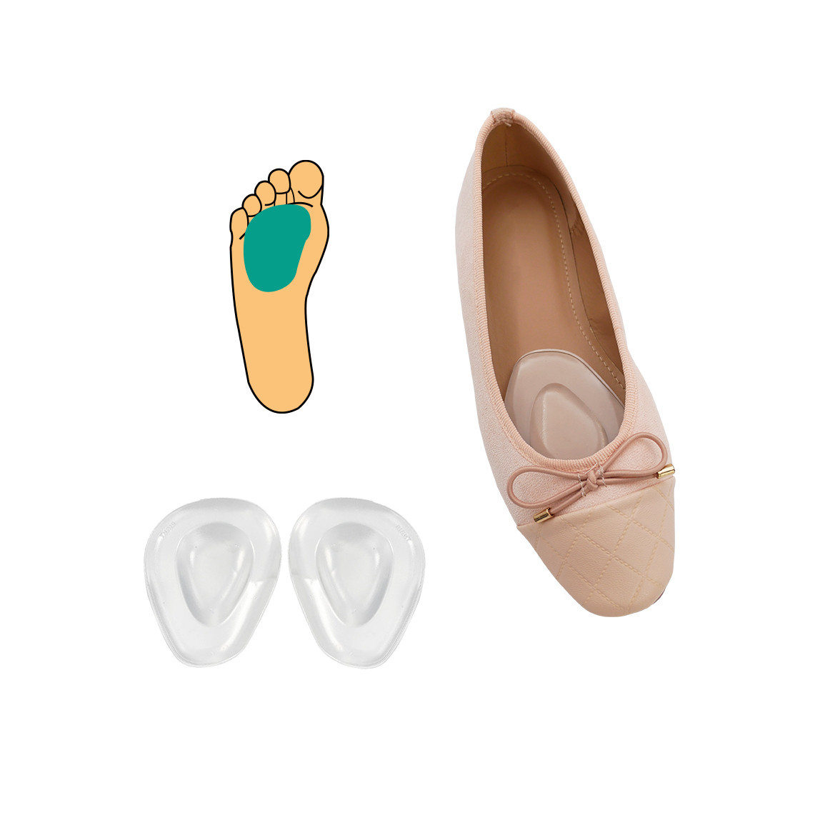 Podpora příčné klenby gel HealthMed 1 pár - průhledná