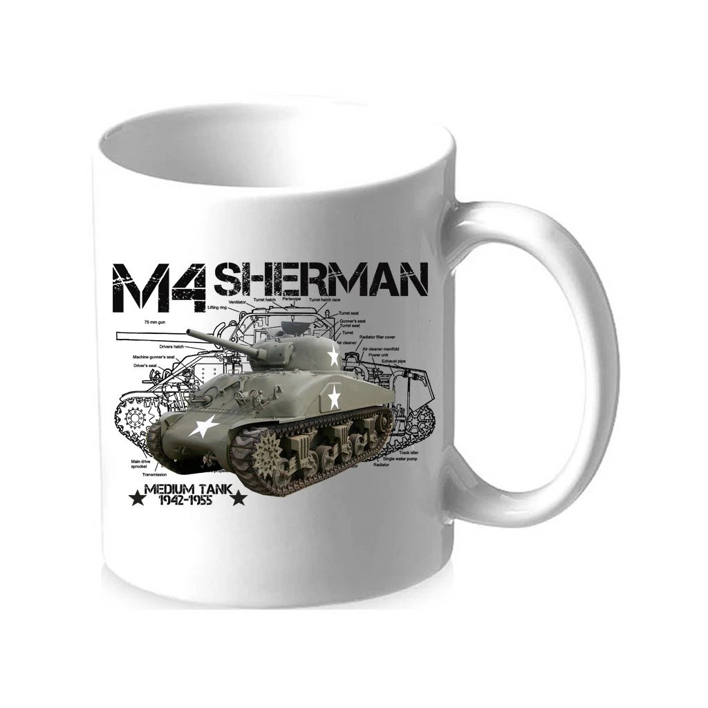 Hrnek Striker USA M4 Shermann - bílý