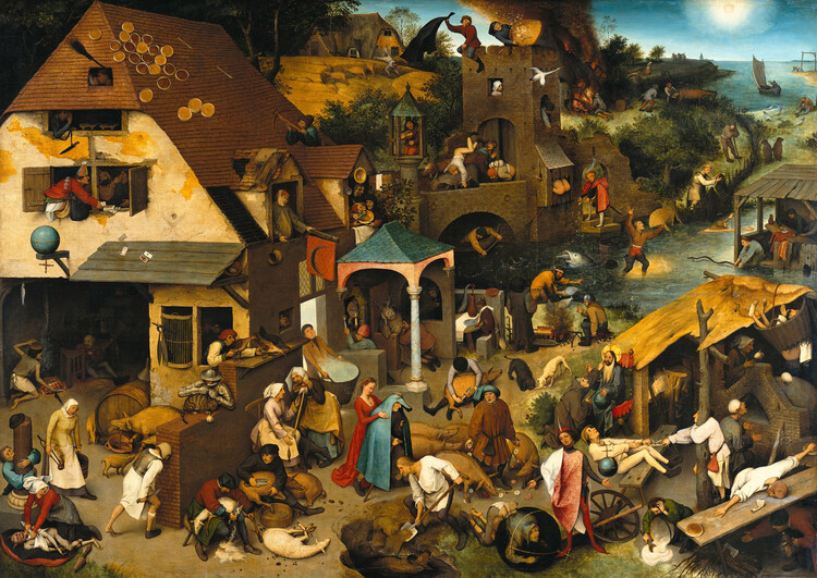 Pieter the Elder Bruegel Obrazová reprodukce Netherlandish Proverbs, 1559, Pieter the Elder Bruegel, 40 × 30 cm