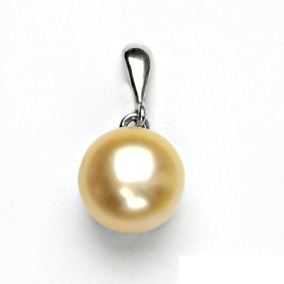 Stříbrný přívěsek, přírodní perla 11-12 mm  lososová, přívěšek ze stříbra, P 1299/22