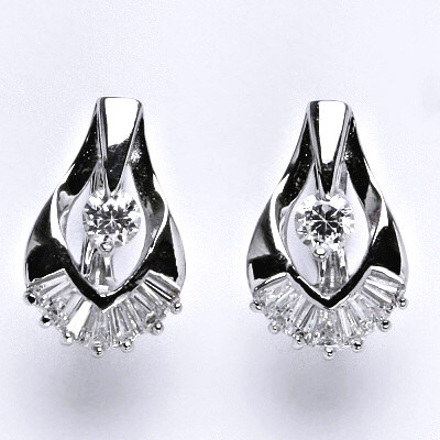 Stříbrné náušnice, syntetický zirkon, náušnice ze stříbra, zapínání na patent, váha 4,62 g