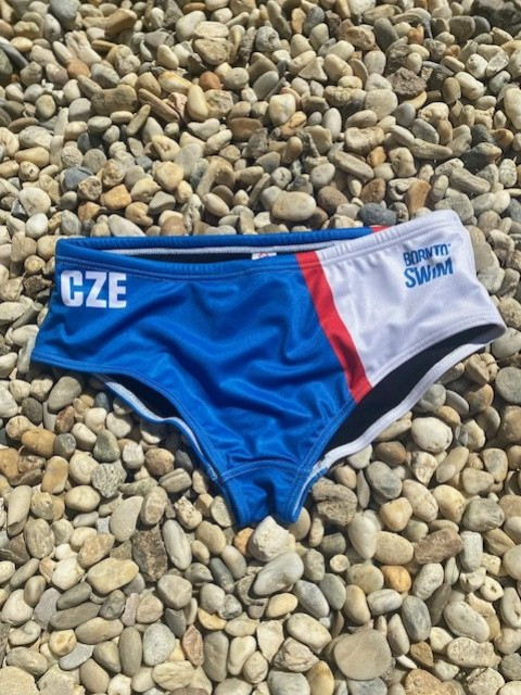Pánské plavky BornToSwim CZE Brief Blue/White L
