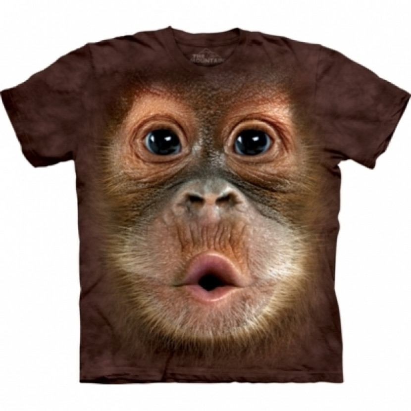 Tričko unisex The Mountain Big Face Baby Orangutan - hnědé, S