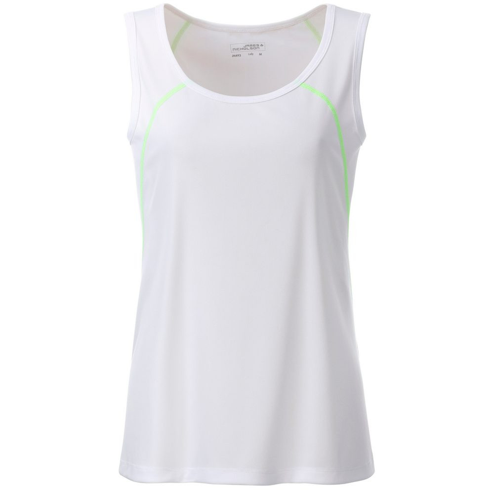 James & Nicholson (Daiber) Dámské funkční tílko JN493 - Bílá / jasně zelená | L