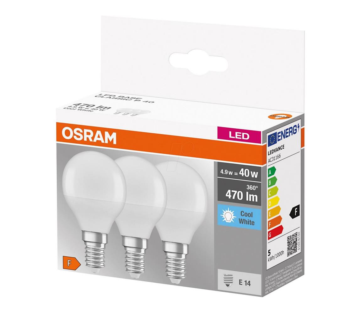 Osram SADA 3x LED Žárovka P40 E14/4,9W/230V 4000K - Osram