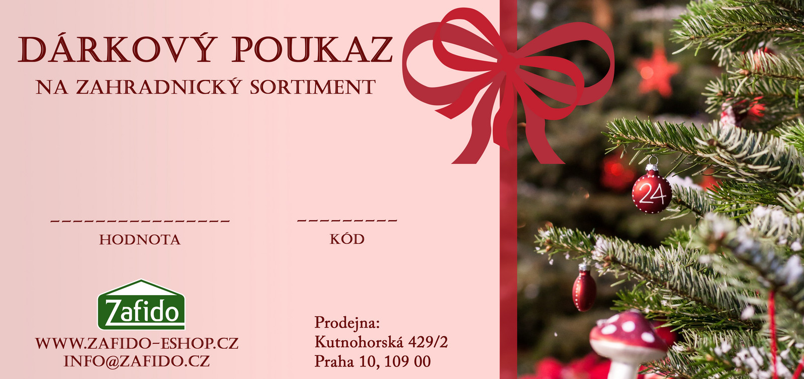 Zafido Vánoční dárkový poukaz v hodnotě 500 Kč