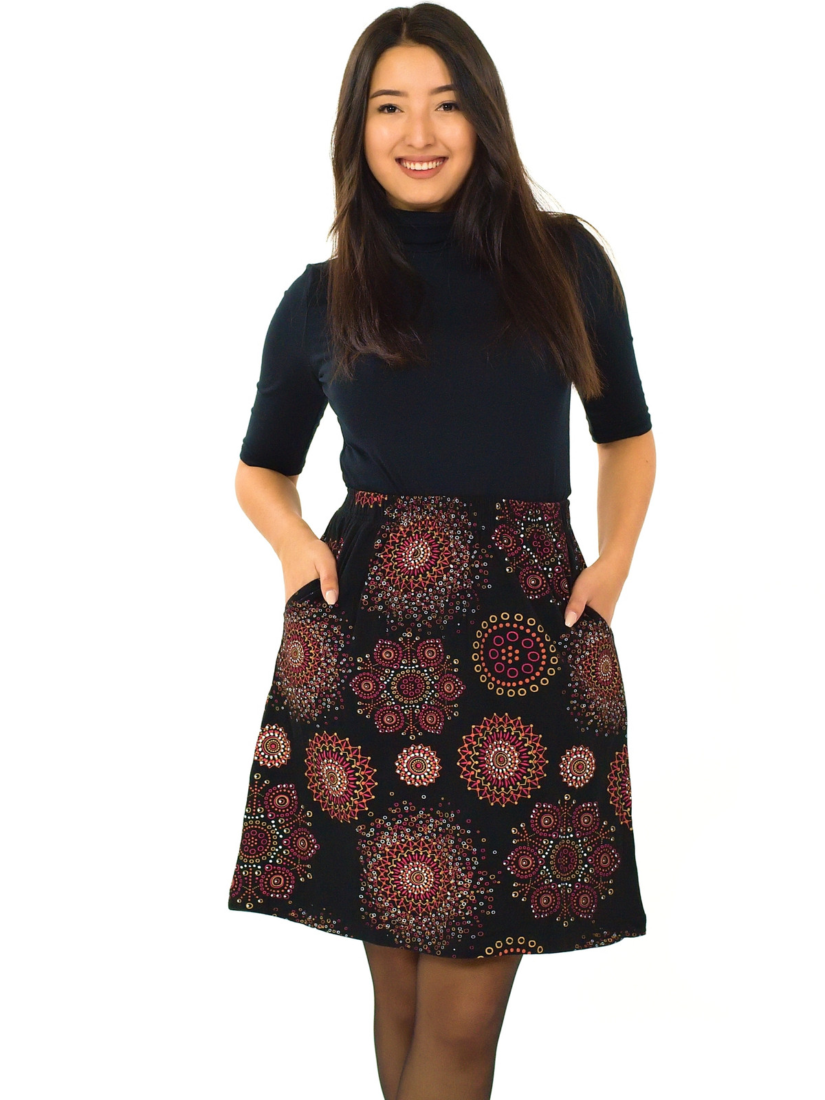 Himalife Sukně Indira - černá s červenou Velikost: S/M