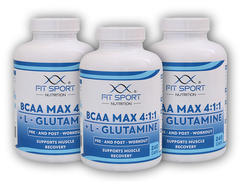 FitSport Nutrition 3x BCAA MAX 4:1:1 + L-Glutamine 240 kapslí