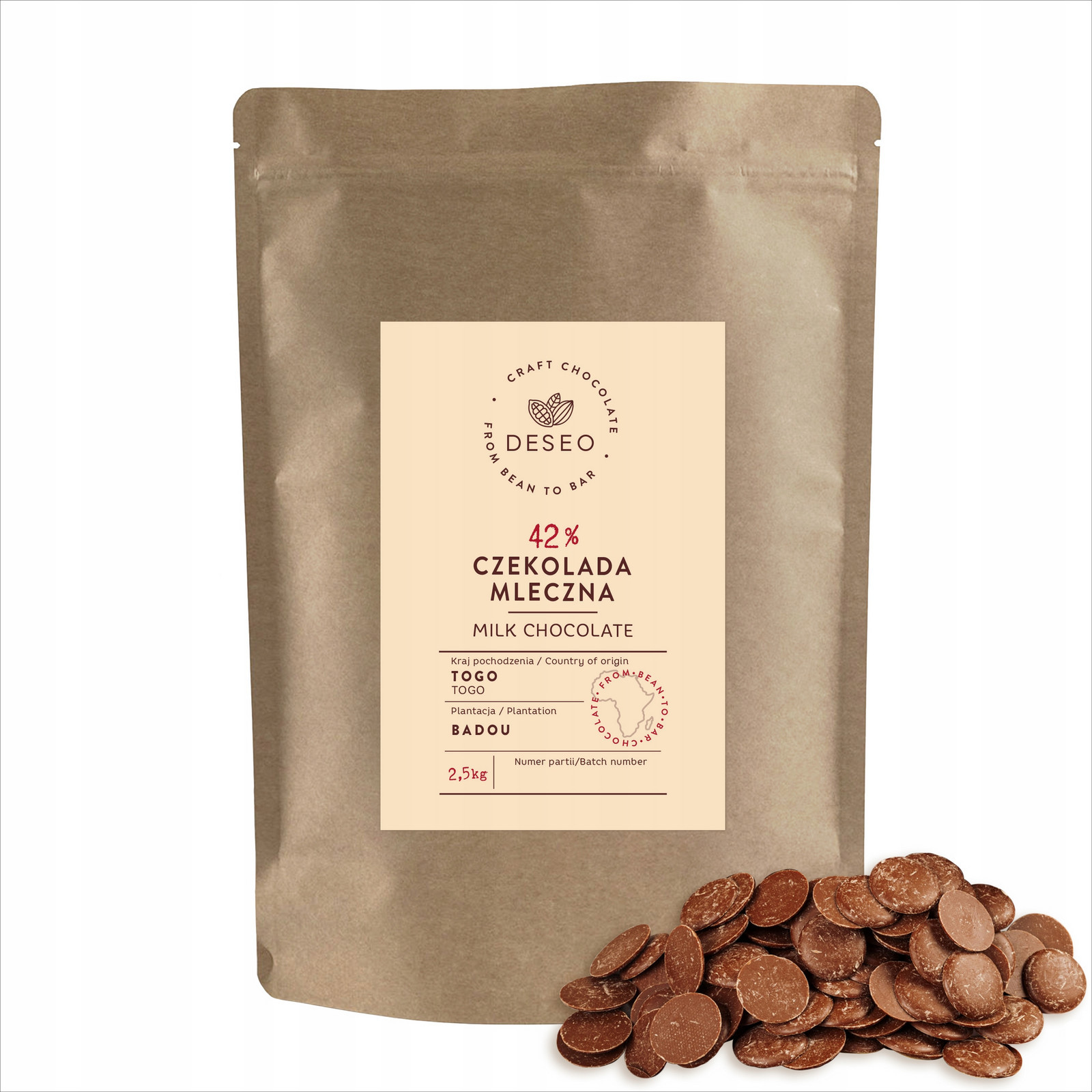 Čokoláda Mléčná Deseo Togo 42% Čokoláda Na Fondue 2500G