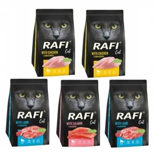 Dolina Noteci Suché krmivo pro kočky Rafi Cat kuře a mix chutí 5 x1,5 kg