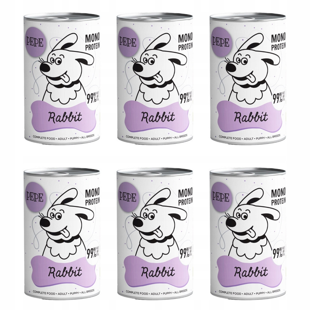 Krmivo pro psy Paka Zvířátka Pepe Králík 99% králík 6x400g